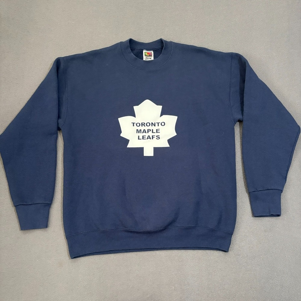 Vintage Toronto Maple Leafs Sweatshirt Fruit of the Loom Best NHL Large Navy